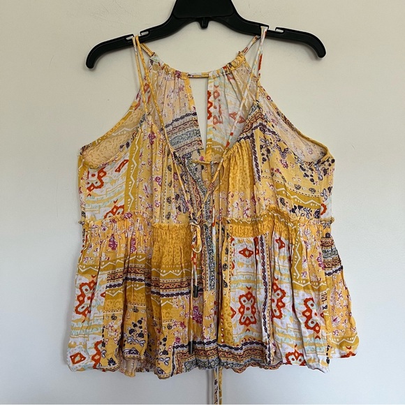 Rachel Zoe Bellini Halter Top Boho Hippy Size Medium Tank Patchwork Peplum - Picture 3 of 8